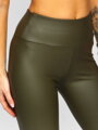 Khaki bőr női leggings