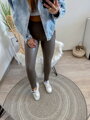 Szürke bőr leggings gumis derekú