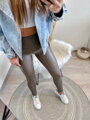 Szürke bőr leggings gumis derekú