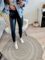 Bőr női magas derekú fekete leggings 