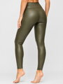 Khaki bőr női leggings