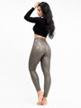 Szürke bőr leggings gumis derekú