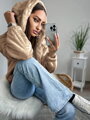 Dámska hnedá TEDDY mikina s kapucňou