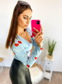 Kényelmes női body LOVE kék