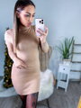 Női testhezálló garbó ruha camel