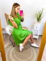 Női ruha redőzött szoknyával zöld