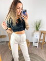Sportos-elegáns női nadrág fehér színben