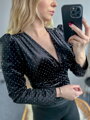 Stílusos női body fekete színben