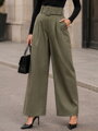 Dámske široké nohavice 2201 khaki zelené 