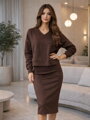 Csokoládébarna női ruha pulóverrel