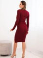 Bordázott bordó női ruha ZS1173