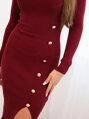 Bordázott bordó női ruha ZS1173