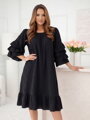 Dámske čierne letné šaty s volánmi