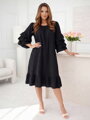 Dámske čierne letné šaty s volánmi