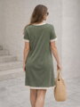 Dámske letné olivové šaty zdobené čipkou