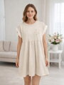 Dámske béžové šaty s čipkou