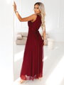 Dámske dlhé trblietavé bordo šaty 656-1