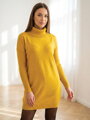 Hosszú ujjú női ruha mustár színben