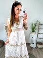 Hosszú női csipke ruha gyönyörű fehér színben