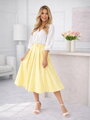 Dámka žltá midi sukňa s opaskom 