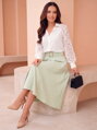 Dámska elegantná midi pistáciová sukňa 