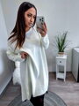 Kényelmes hosszú női fehér pulóver 