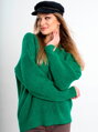  Női pulóver ELIF nyakkivágással, zöld színben