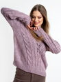Pletený sveter s hlbokým výstrihom HESS purple 