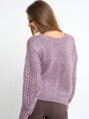 Pletený sveter s hlbokým výstrihom HESS purple 