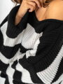 Csíkos pulóver SW190-23 fekete-fehér