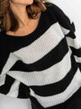 Csíkos pulóver SW190-23 fekete-fehér