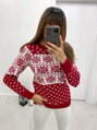 Karácsonyi szvetter piros-fehér hópehely SW25-1920