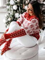 Karácsonyi szvetter piros-fehér hópehely SW25-1920