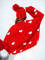Női piros pulóver SW194-23 KISSES