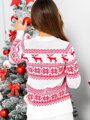 Štýlový vianočný sveter bielo-červený SW124-22