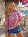 Női csipkés crop-top rózsaszín
