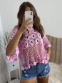 Női csipkés crop-top rózsaszín