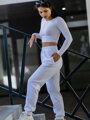 Női pamut crop top VSB AMI fehér / fekete