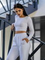 Női pamut crop top VSB AMI fehér / fekete