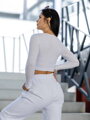 Női pamut crop top VSB AMI fehér / fekete
