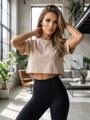 Oversize croptop VSB LILLY bézs színben