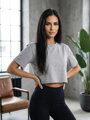 Pamut croptop szürke színben VSB LILLY 