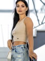 Női bordázott croptop VSB LOLLY bézs