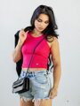 Bordázott női croptop LOLLY hotpink