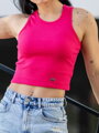 Bordázott női croptop LOLLY hotpink