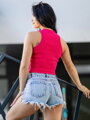 Bordázott női croptop LOLLY hotpink