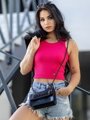 Bordázott női croptop LOLLY hotpink