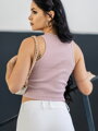 Női VSB bordázott croptop LOLLY powder pink