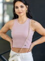 Női VSB bordázott croptop LOLLY powder pink
