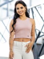 Női VSB bordázott croptop LOLLY powder pink